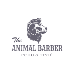 GIF déclinaison du logo The Animals Barber en différentes couleurs – identité visuelle dynamique pour salon de toilettage