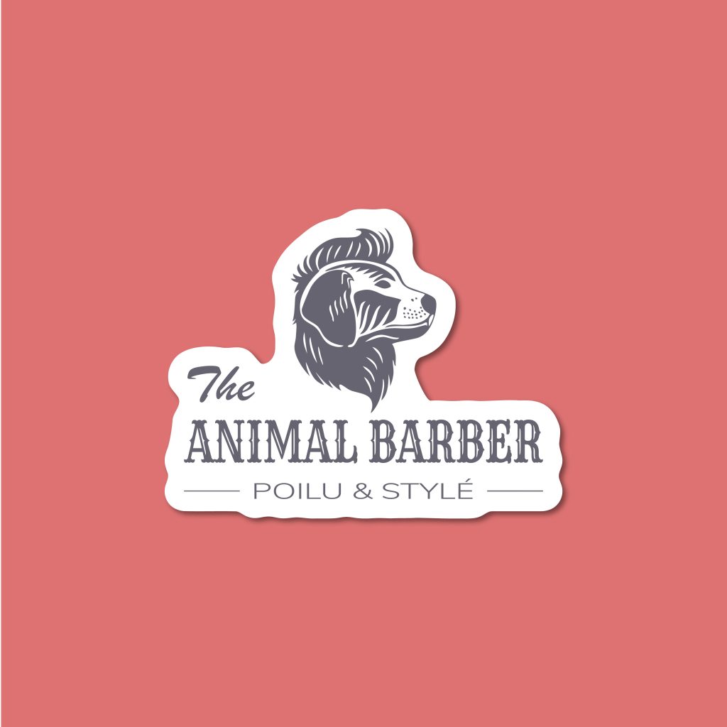 Sticker rouge clair du logo The Animals Barber – design rétro et élégant pour salon de toilettage