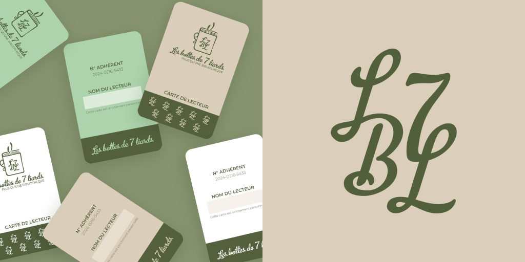 Carte de lecteur des Bottes de 7 Liards et son monogramme réalisé par Studio Yblou