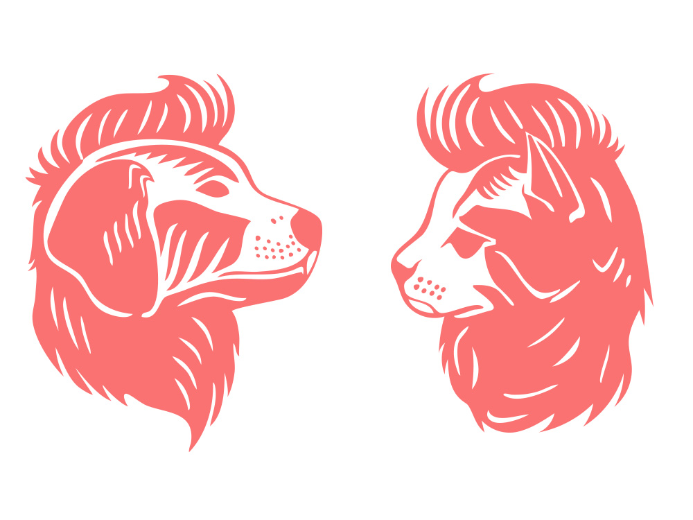 Illustrations personnalisées d’un chien et d’un chat avec coupes stylisées – par Studio Yblou