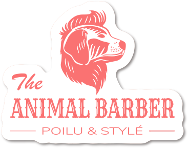 Sticker rouge clair avec logo The Animals Barber – design graphique moderne par Studio Yblou