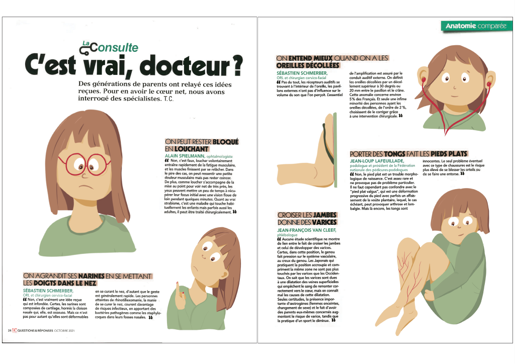 Illustration éditoriale pour magazine – idées reçues sur le corps humain – Studio Yblou