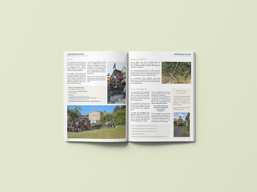 Vue intérieure du bulletin municipal d’Égliseneuve-des-Liards 2025