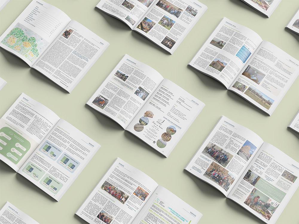Extrait de différentes pages intérieures du bulletin municipal d’Égliseneuve-des-Liards