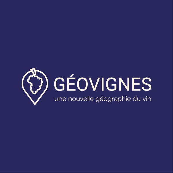 Logo Géovignes - couleur crème sur fond bleu