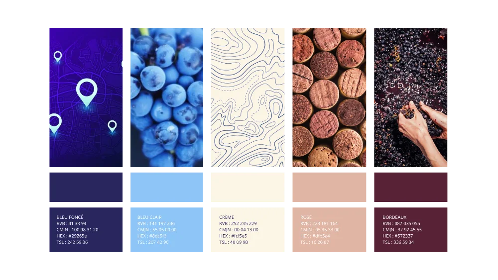 Palette de couleur de l'identité visuelle de géovignes
