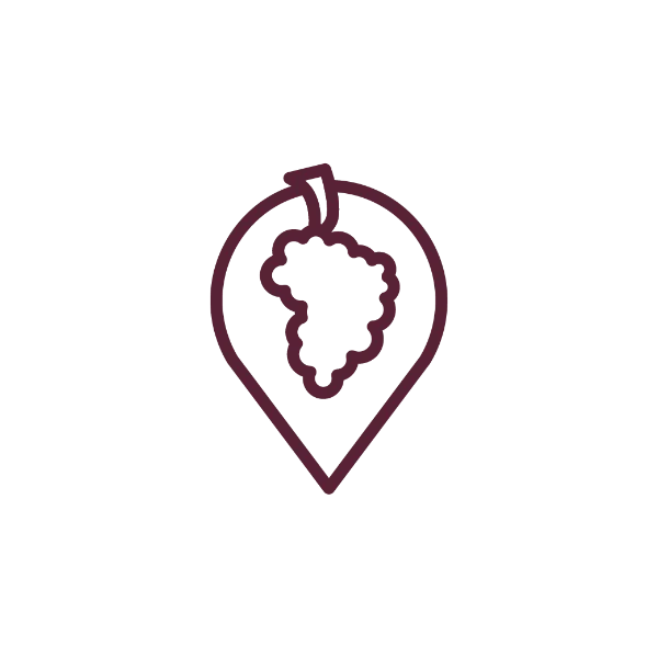 Symbole de l'identité visuelle de géovignes : une grappe de raisin dans une épingle répère